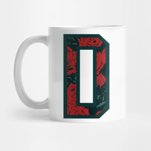 Modern Rose Floral Initial Name Alphabet - Letter D Mug